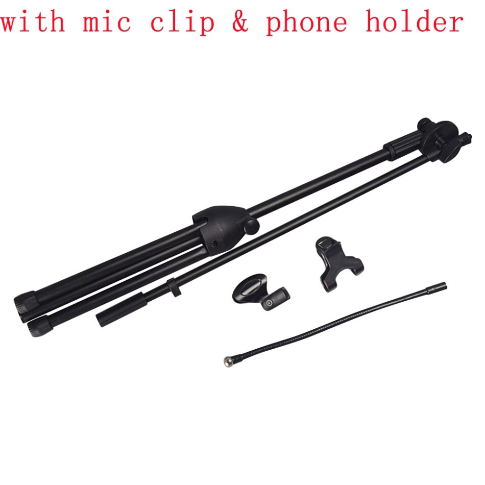 Soporte de micrófono soporte de pie trípode para micrófono soporte de altura ajustable con doble pinzas para micrófono soporte de teléfono para escenario de voz en vivo: option 2