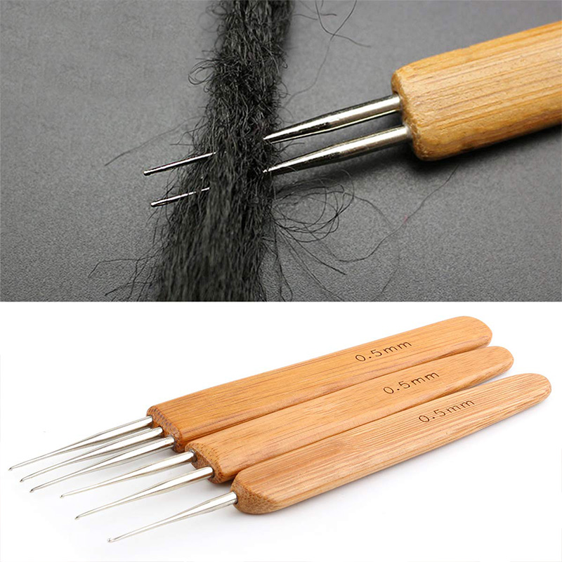 Virknål dreads virknål 3 st/set (1 nålar ,2 nålar ,3 nålar ) 0.75mm virknålar för locs dreadlock virknål d