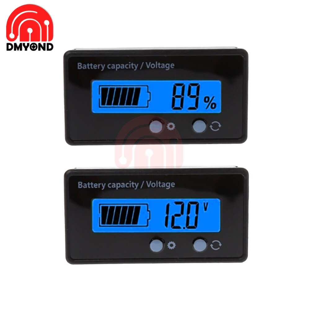 Dc 7v-100v 6v-73v litiumblysyra batterikapacitetsindikator makt display mätare led digital voltmeter spänningstester mätare: 6-73v blå