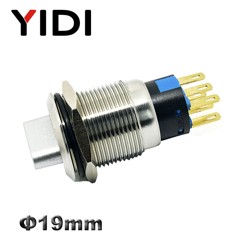 YIDI 19mm Metalen Selector Draaischakelaar 2 3 Positie drukknop 1no1nc 2no2nc dpst knop switch latching op off