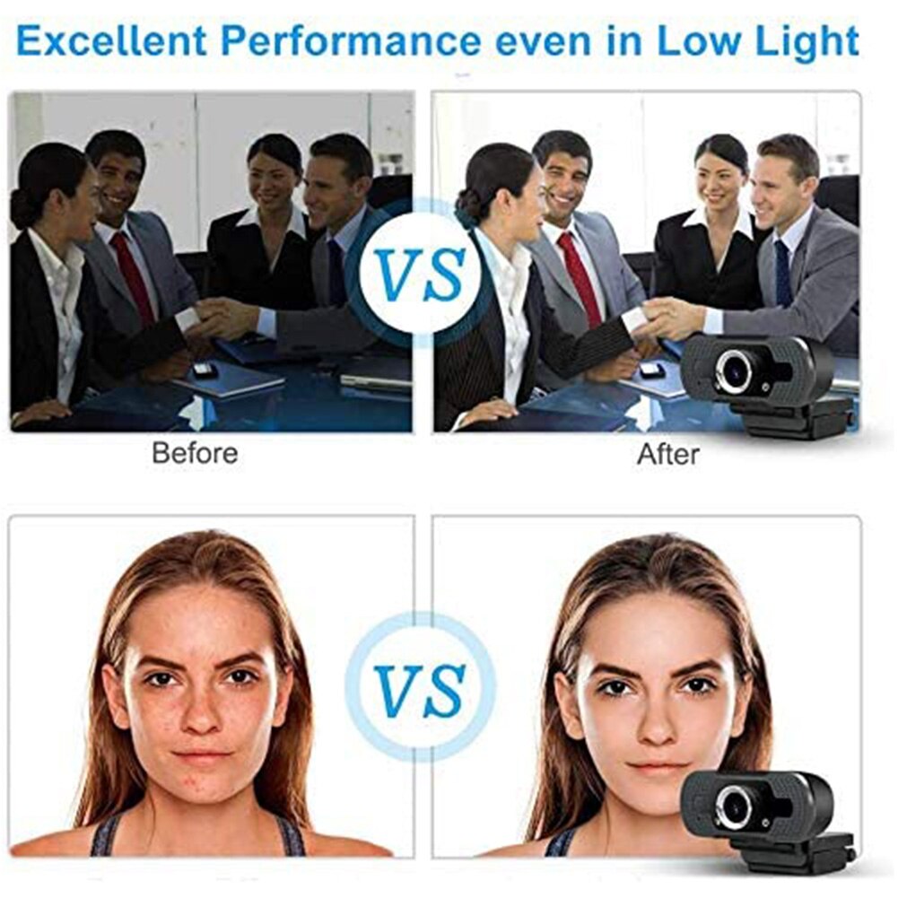 Web Camera with Built-in Mic Privacy 1080P Full HD Cover USB Auto Focus PC Webcam for Office Caring Computer Supplies