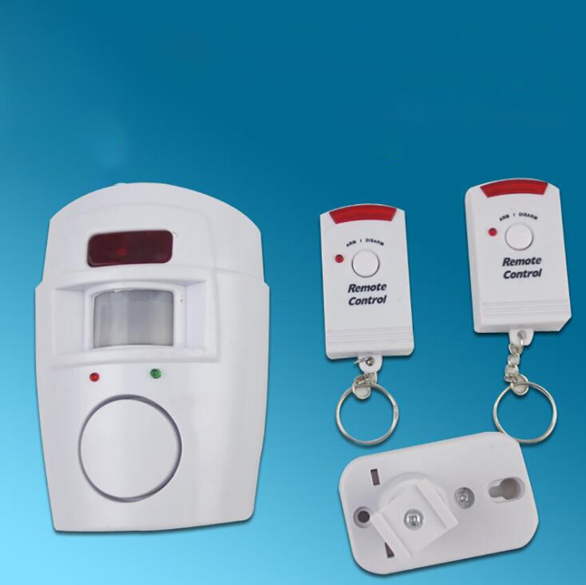 Wireless Alarm Infrared Motion Sensor Alarm - Burglar Alarm with 2 Remote Controls, 105dB, Suitable for Home/Garages/Shops