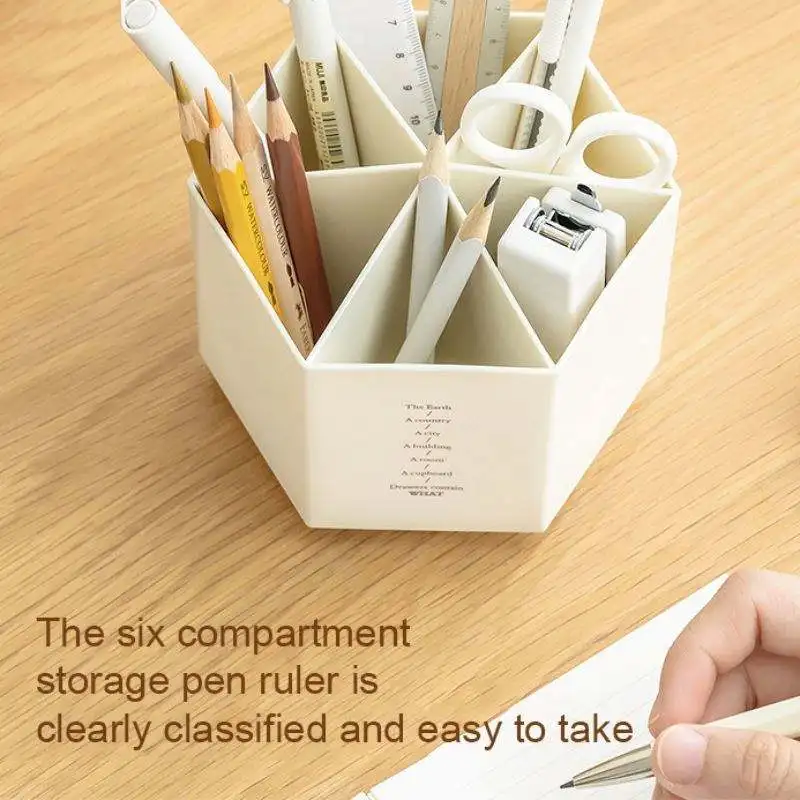Desk Organizer Accessories Pen Holder Desktop Hexagon Pencil Pot Large Capacity Stationery Storage Box Escritorio