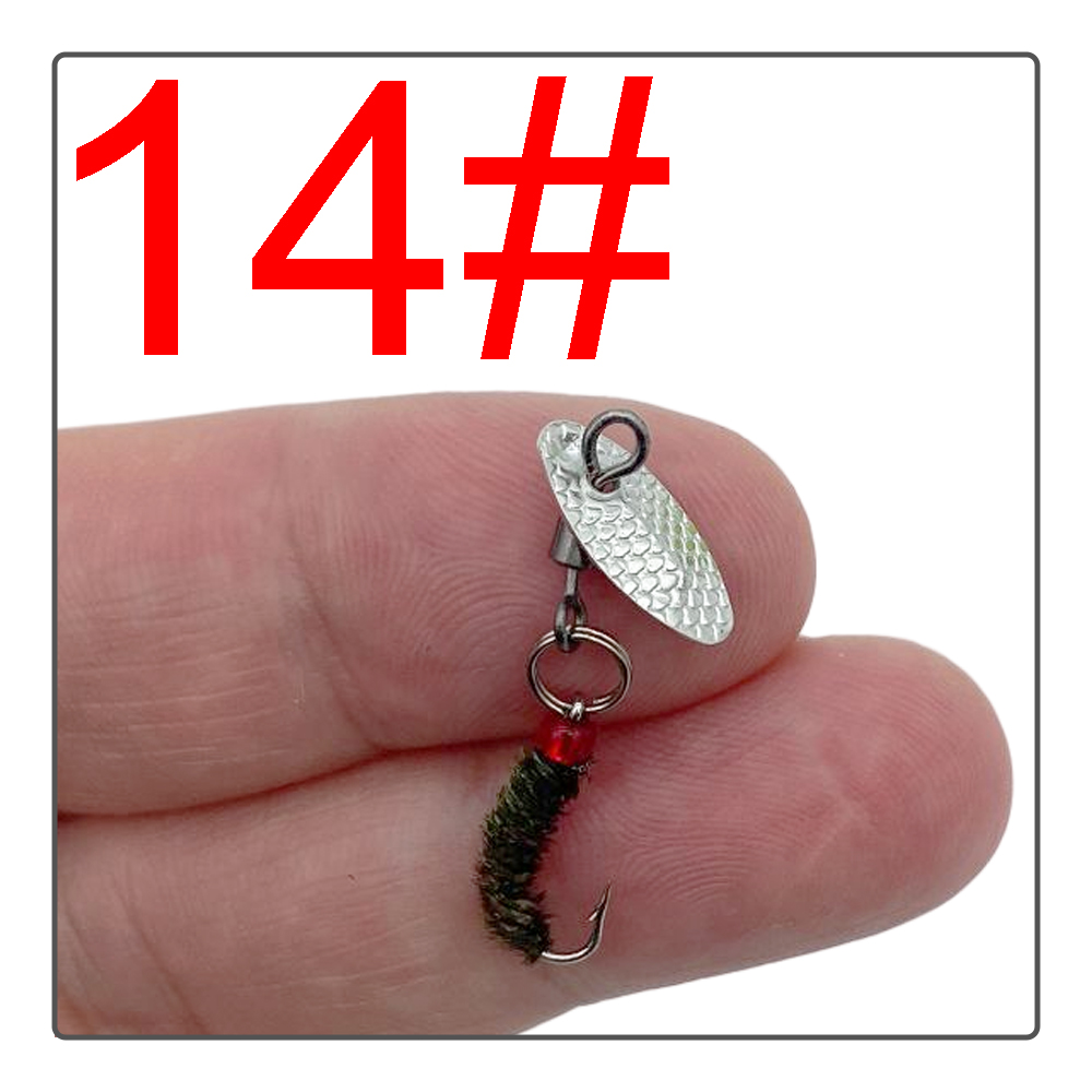 12#14#16#18#  fiskeagn fluefiske lokke fiskeskje ørret lokke enkelt krok svingbar skje lokke: Lysegrå