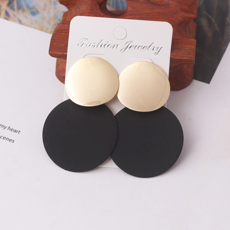 Korean Geometric Statement Hanging Earrings for Women Gold Round Circle Earring Punk Metal Earring Ear Jewelry: ES2145