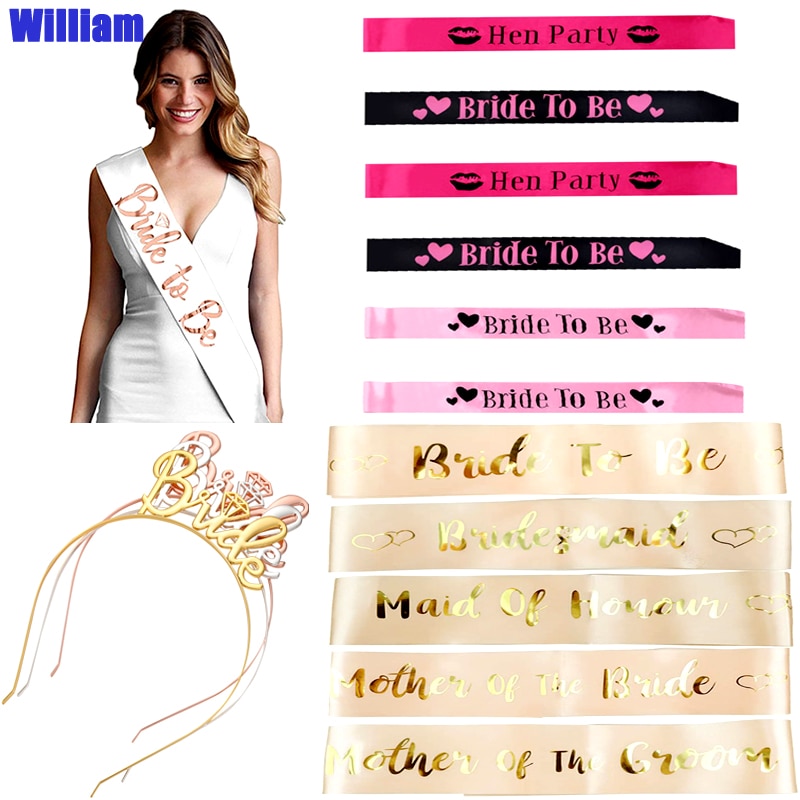 Hen Party Bride to Be Satin Ribbon Sash for Wedding Party Bachelorette Sash Bridal Shower Decorations Wedding Accessories