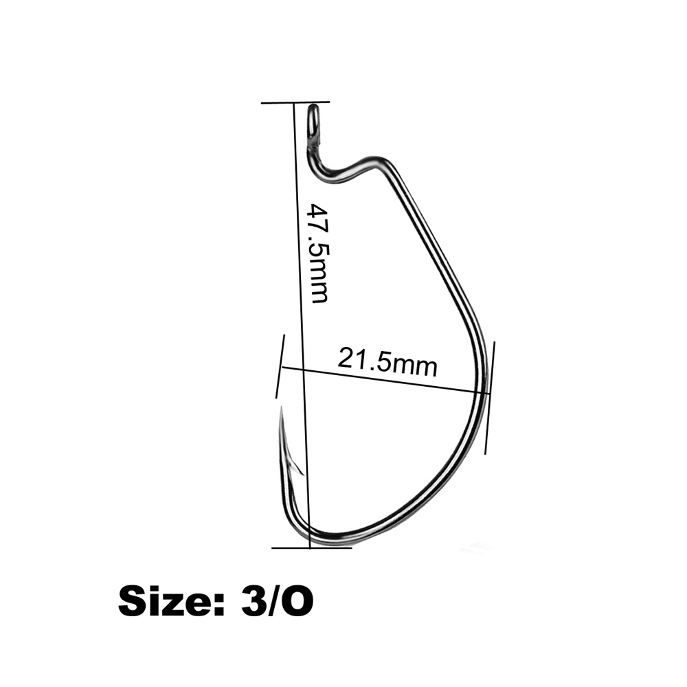 50 stk / mye størrelse : 6#--5/ o fiske krok karbon stål avlet sveiv offset fiskehake til myk orm lokke bass pigg karpe fiske: 3o