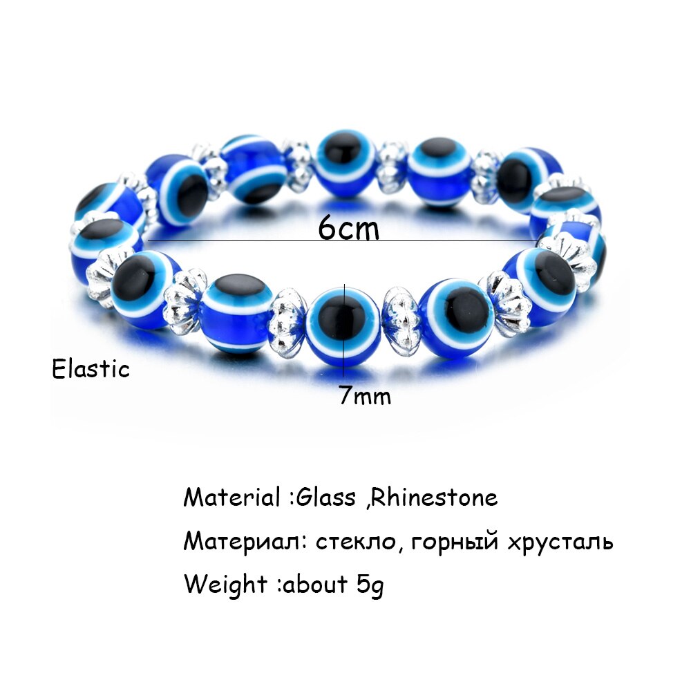 Ronde Turkije Blue Evil Eye Armband Elastische Streng Kralen Armband Voor Vrouwen Mannen Manchet Stretch Party Sieraden