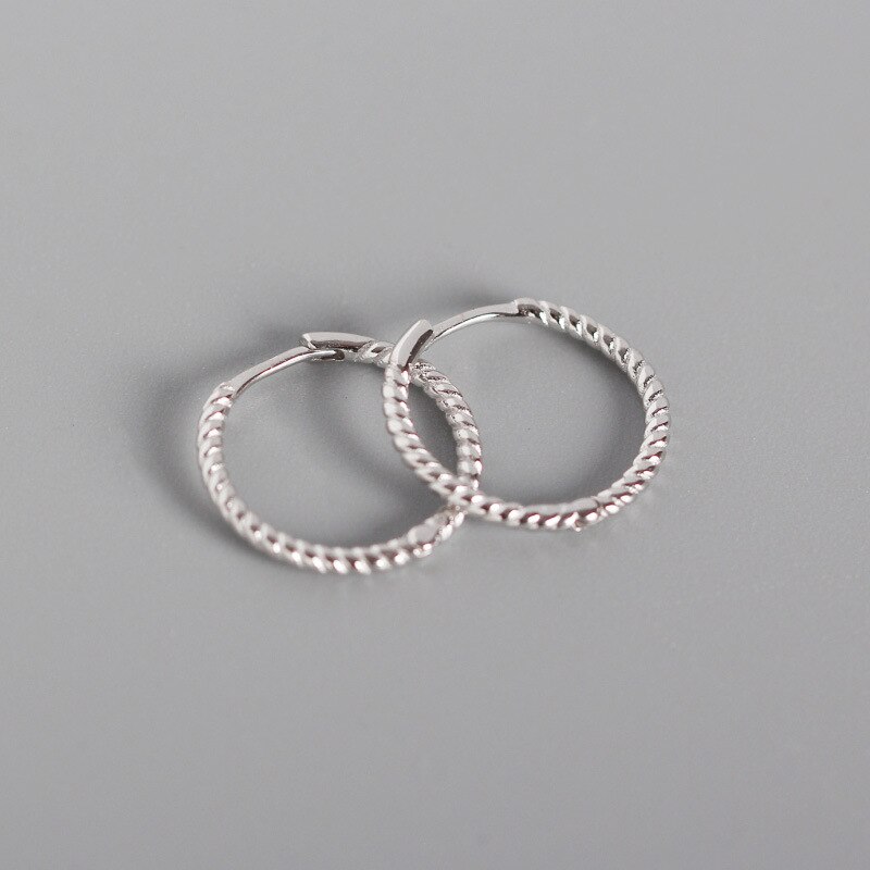 ying Vahine Classic Female Round Earrings 100% 925 Sterling Silver Twisted Lines Hoop Earrings for Women