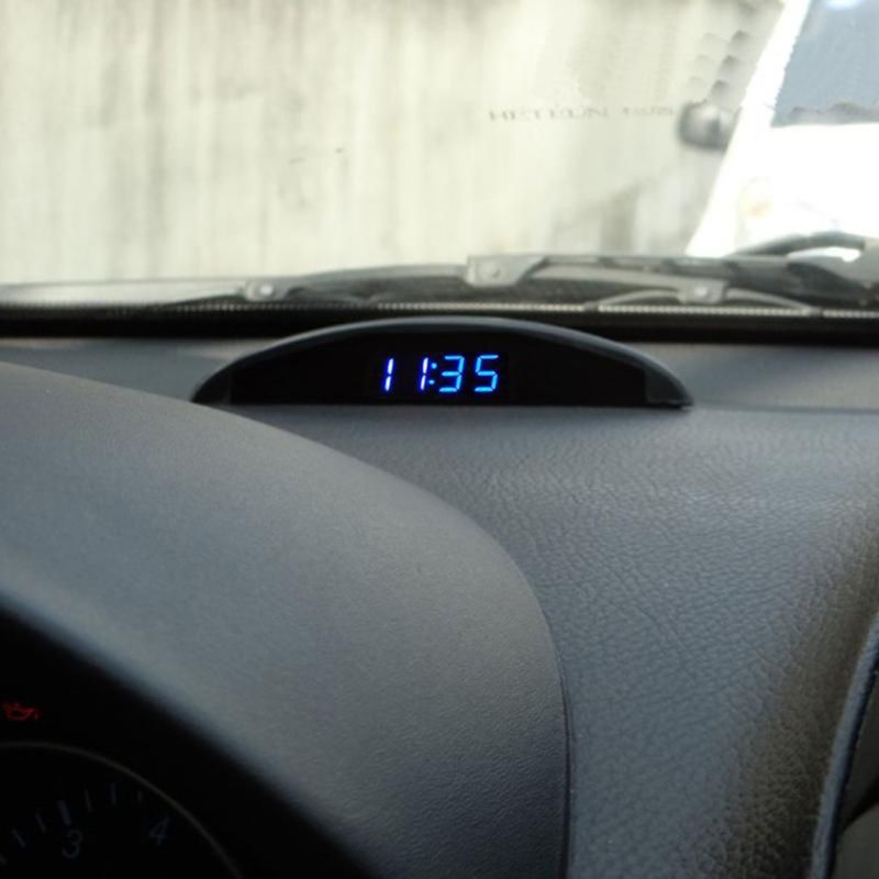 Digitale Auto Thermometer Lichtgevende Led Digitale Klok Horloge Voor Auto Tijd Display 77UD
