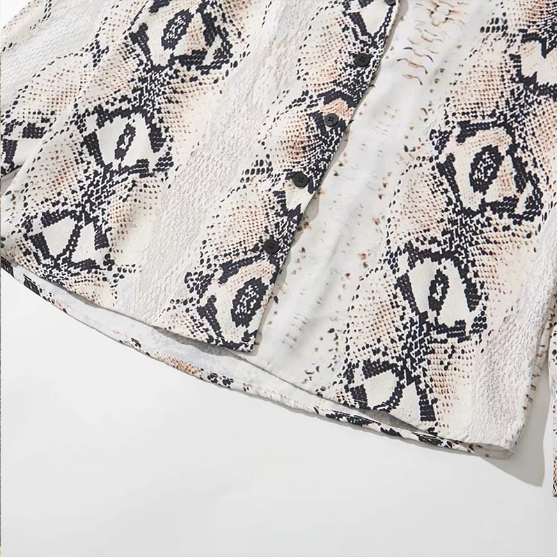 Aecu 11 ormskinn långärmade skjortor kvinnor ormtryck blus grunge t-shirt femme high street dam toppar och blusar