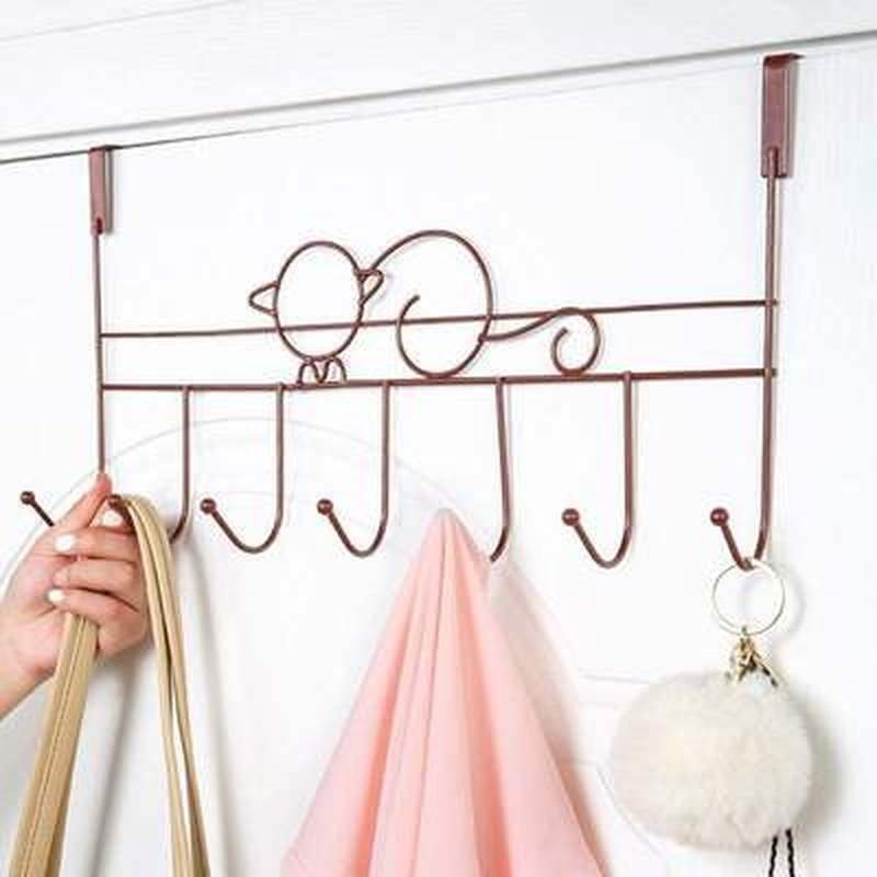7-Hook over door hanger Iron Art Bag Clothes Key Scarf Hanging Holder Bathroom Kitchen Home Back Door organizer