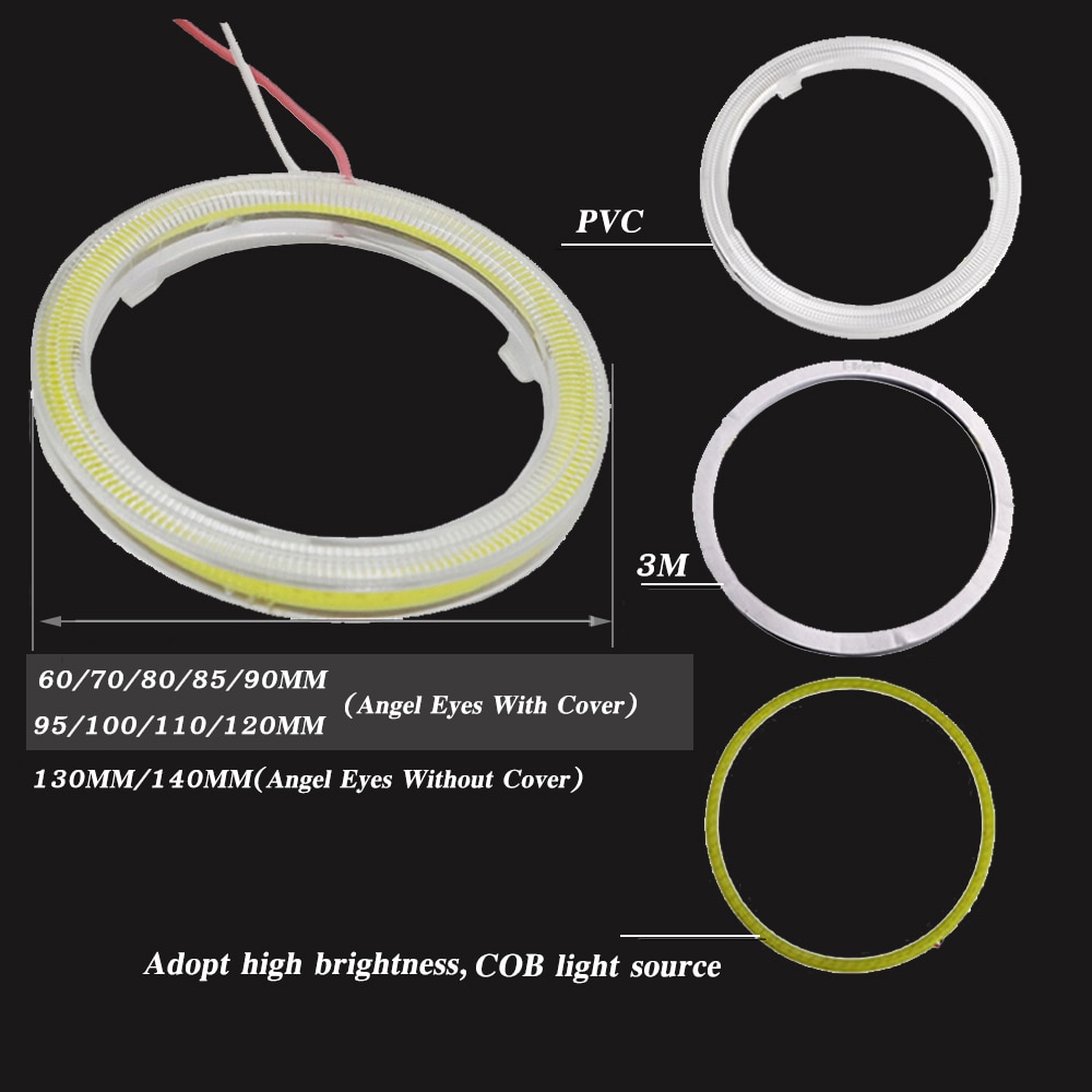 YSY 2PCS Car Angel Eyes Led 12V 130/140MM Halo Ring Lights Led Angel Eyes Headlight for Car Auto Moto Moped Scooter Motorcycle