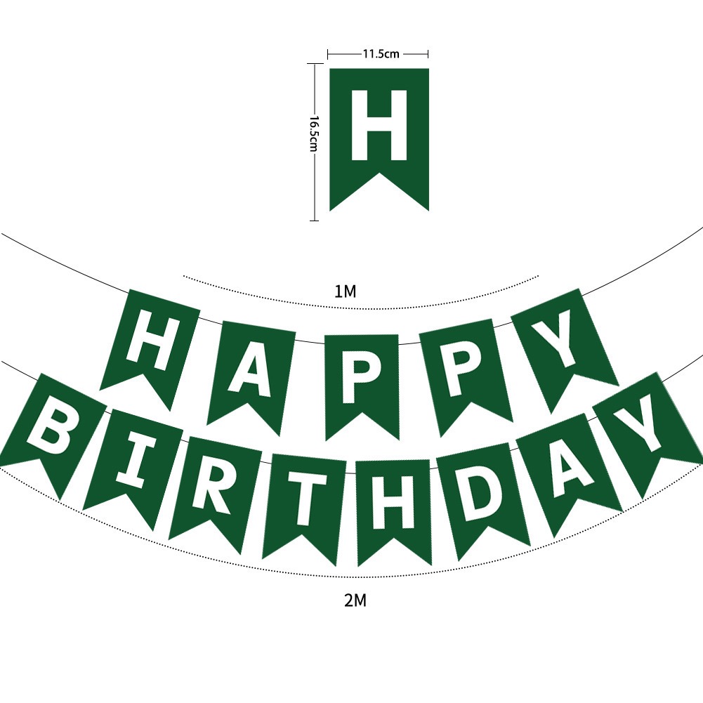 1 Juego de decoración de feliz cumpleaños, banderines para de cumpleaños, guirnalda, suministros para Baby Shower, decoración de pancarta de papel, feliz cumpleaños: Verde oliva