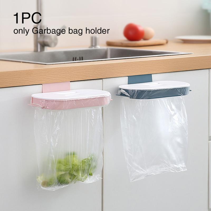 Portable PP Plastic Garbage Hanging Bag Kitchen Trash Storage Rack Bag Hook Scouring Pad Dry Shelf Holder Kitchen Organzier