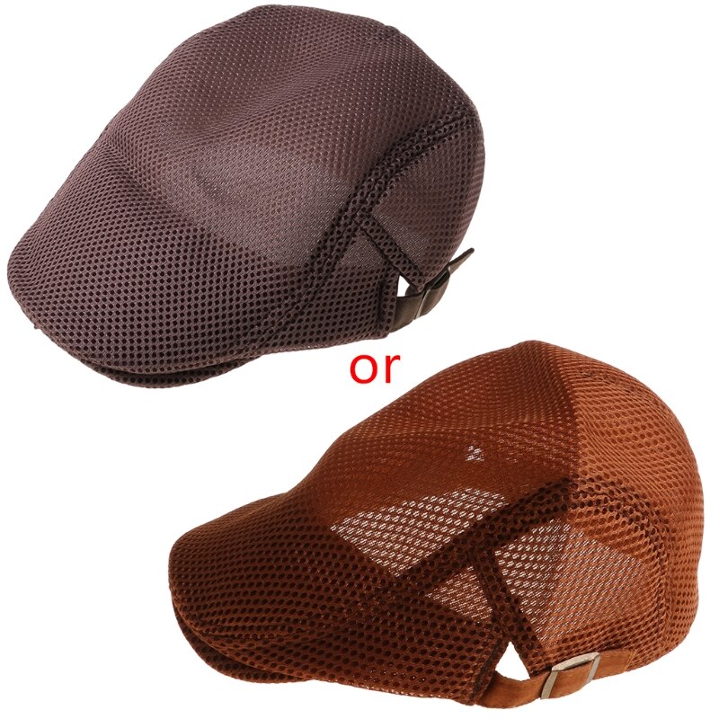 Mens Breathable Mesh Summer Duckbill Hat Newsboy Beret Ivy Cap Cabbie Flat Soft
