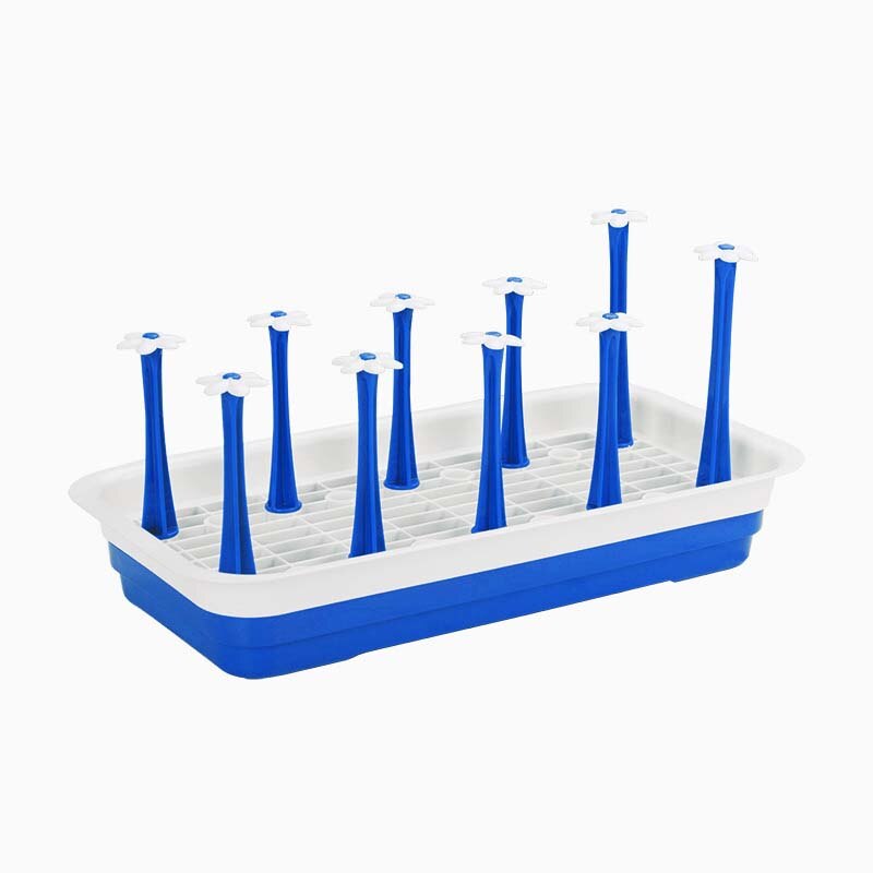 Baby Bottle Drying Rack Countertop Drying Escorredor De Mamadeira Drying Rack For Babies Bottle Drainer Dryer Cleaning Dryer: Blue Square