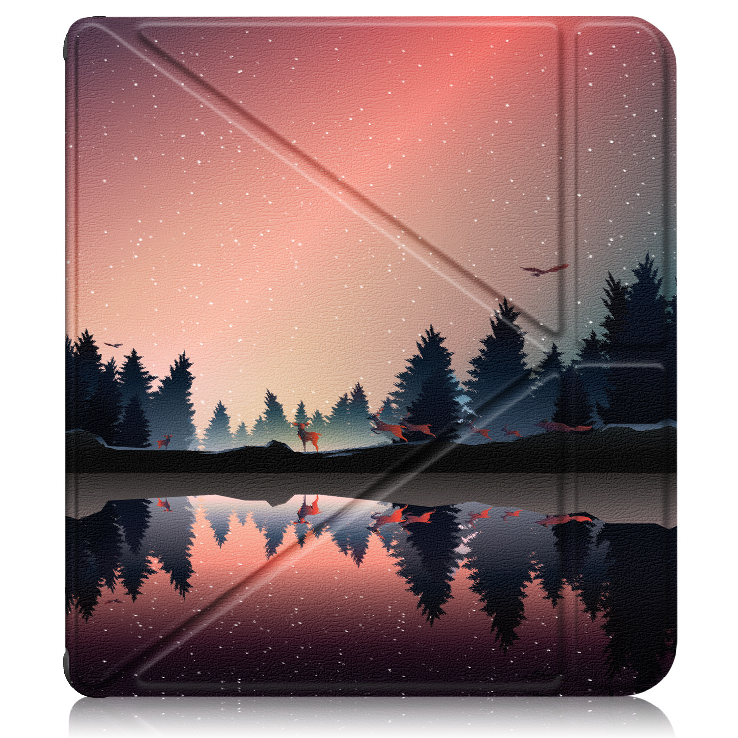 For Kobo Libra Colour 7 inch N428 Origami PU Leather Case Magnetic Wake Sleep Soft Stand Cover Ebook Sleepcover Color Funda: Silver
