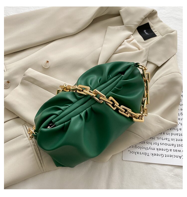 Bolso bandolera Hobos Cloud con cadena gruesa para mujer, Cartera de lujo, novedad,: green