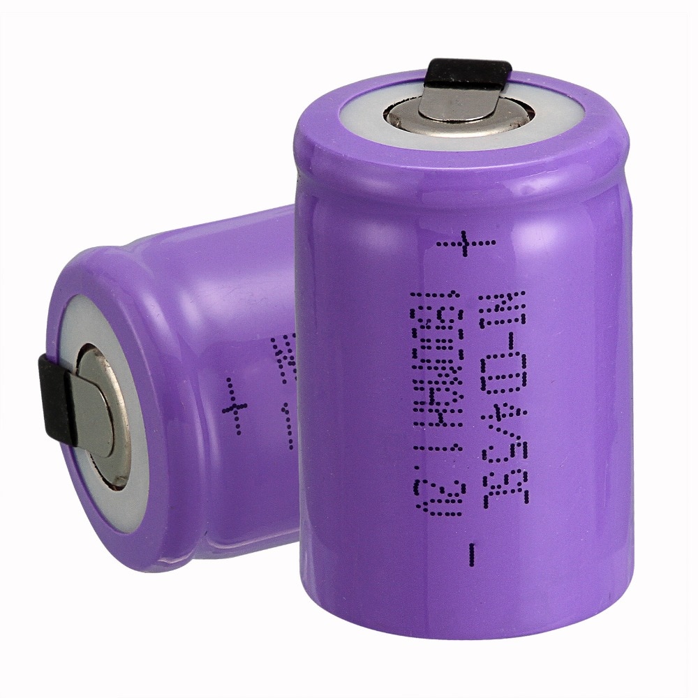 2 STKS Ni-Cd 4/5 SubC Sub C batterij Oplaadbare Batterij 1.2 V 1800 mAh met paars Tab 3.3 cm x 2.2 cm