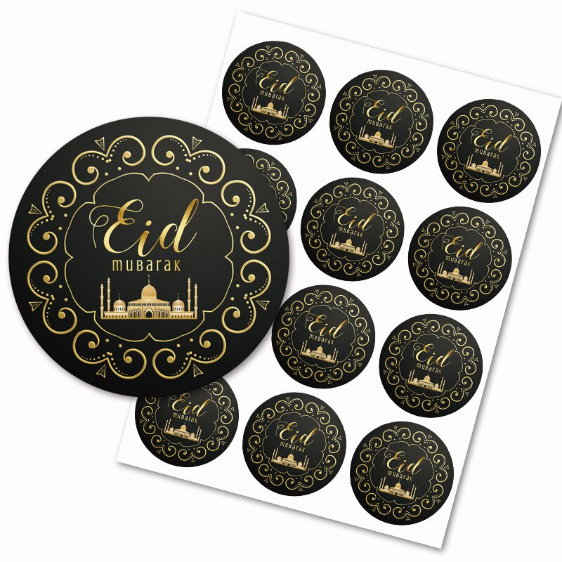 Ramadan koriste eid mubarak kertakäyttöastiat paperilautaset kuppi ramadan mubarak pöytäkoristeet muslimi islamilainen juhlasisustus: 12 kpl 4cm tarraa