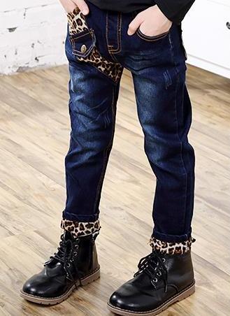Dei Jeans Dei ragazzi Dei Pantaloni 2019 Ragazzi di Modo Dei Jeans Per La Primavera di Autunno dei bambini Del Denim Dei Pantaloni Per Bambini Blu Scuro Grano Del Leopardo Progettato pantaloni