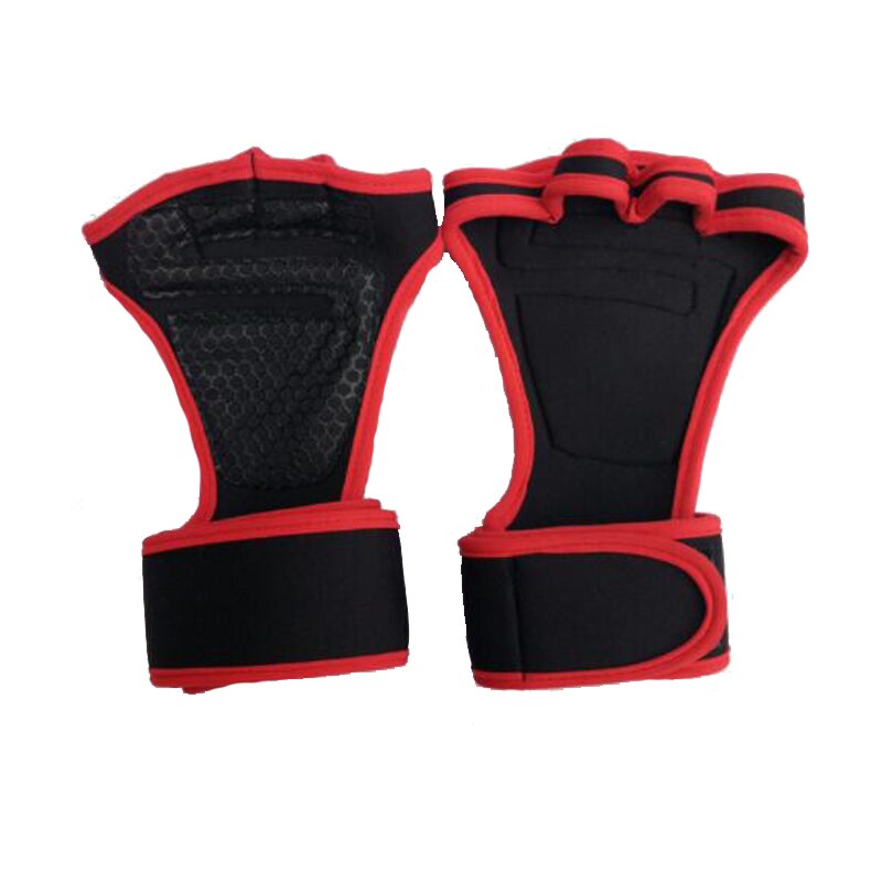 Fitness Sport Gewichtheben Handschuhe Anti-slip Workout Halbe Finger Handschuhe Hantel Fitness Handschuhe Sport Crossfit Training Handschuhe: Rot / L