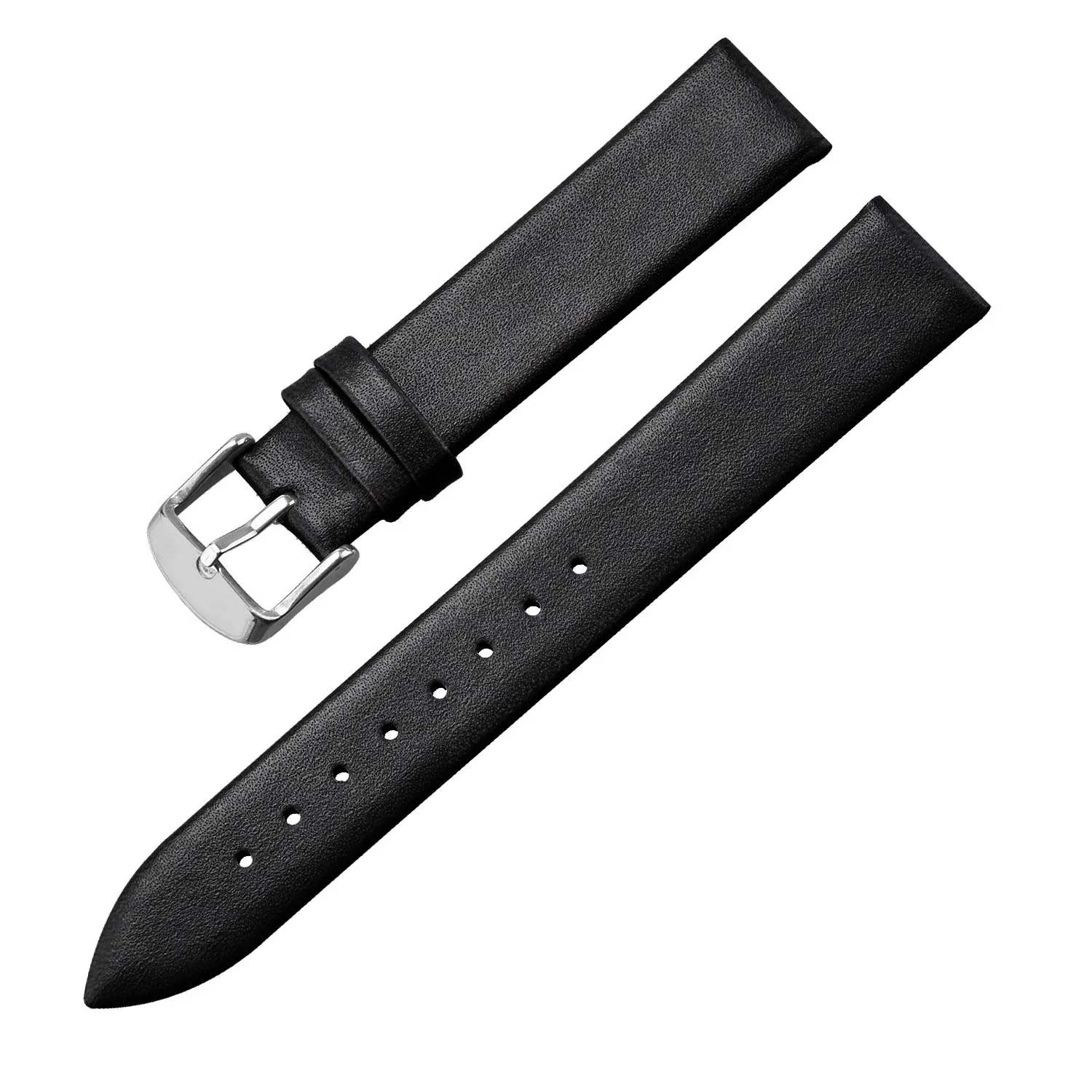 Kalbsleder-Uhrenarmband, 12 mm, 14 mm, 16 mm, 18 mm, 20 mm, 22 mm, echtes Leder-Uhrenarmband mit silberner Dornschließe