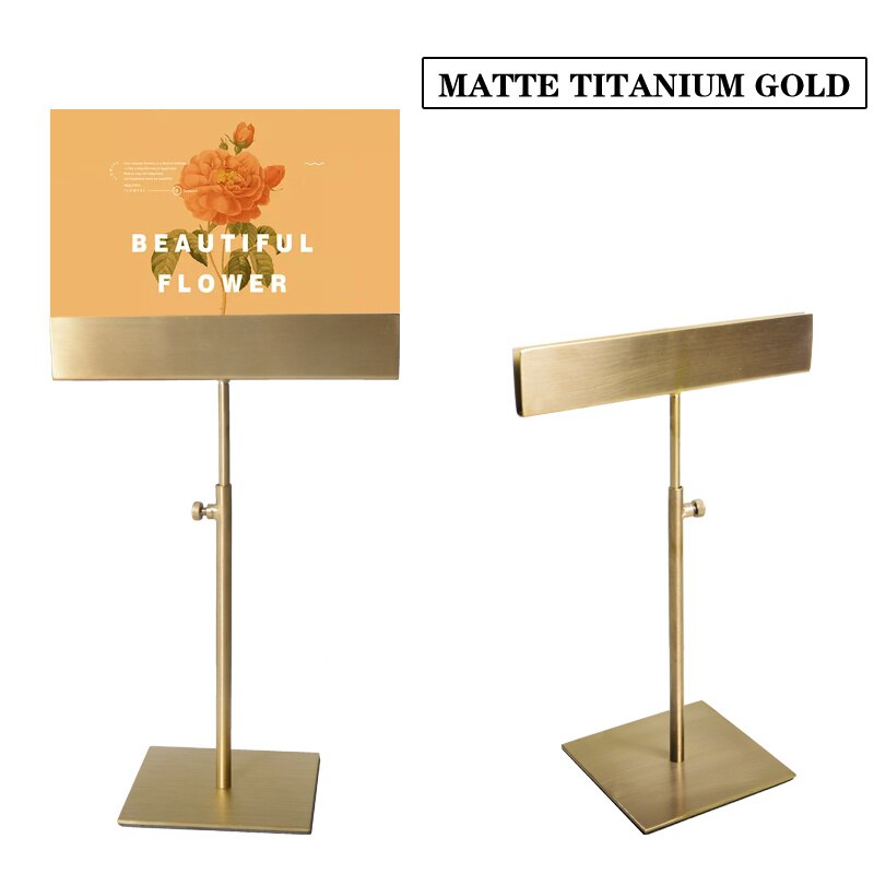 Adjustable Menu Display Stand Kt Board Double-sided Display Holder for A4 Pop Poster Modern Desktop Hb34: Matte Gold