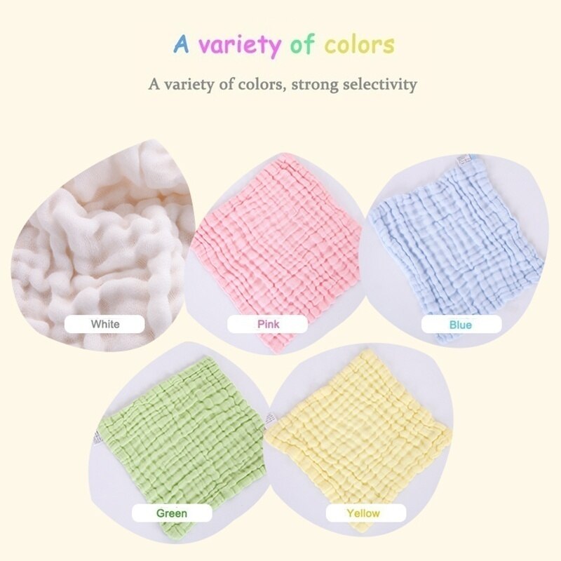 5pcs/set 30*30CM Baby Face Hand Towel 100% Cotton Gauze 6 Layers Infant Wash Cloth Saliva Towel Toddler Face Towel