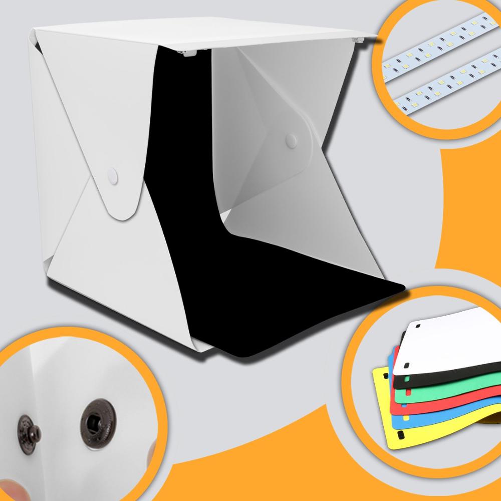 Folding Lightbox Photography Photo Studio Softbox 2 Panel LED Light Soft Box Photo Background Kit Light box Adjustable USB Cable