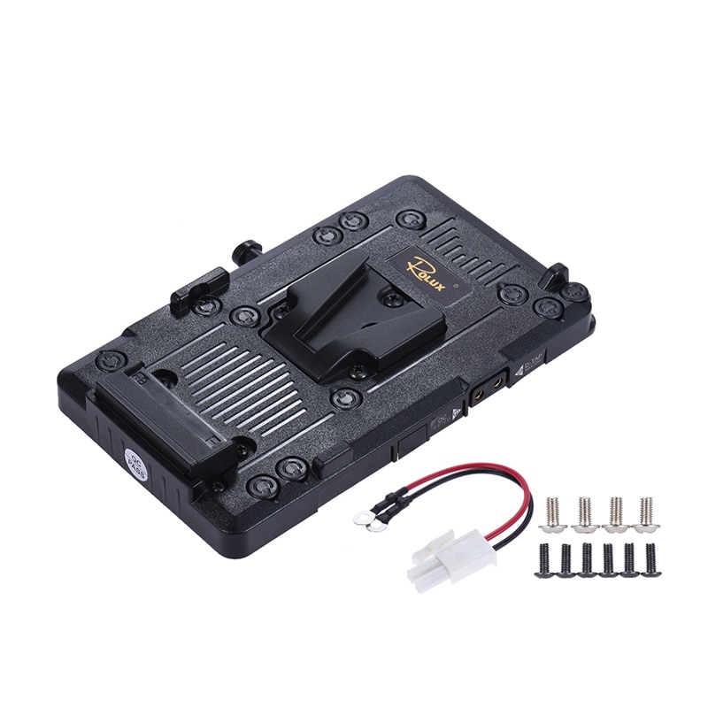 Rolux RL-IS2 V-mount Battery Plate V-lock DIY Power Supply Battery Plate for Sony BMCC BMPCC Camcorder Monitor LED Video Light