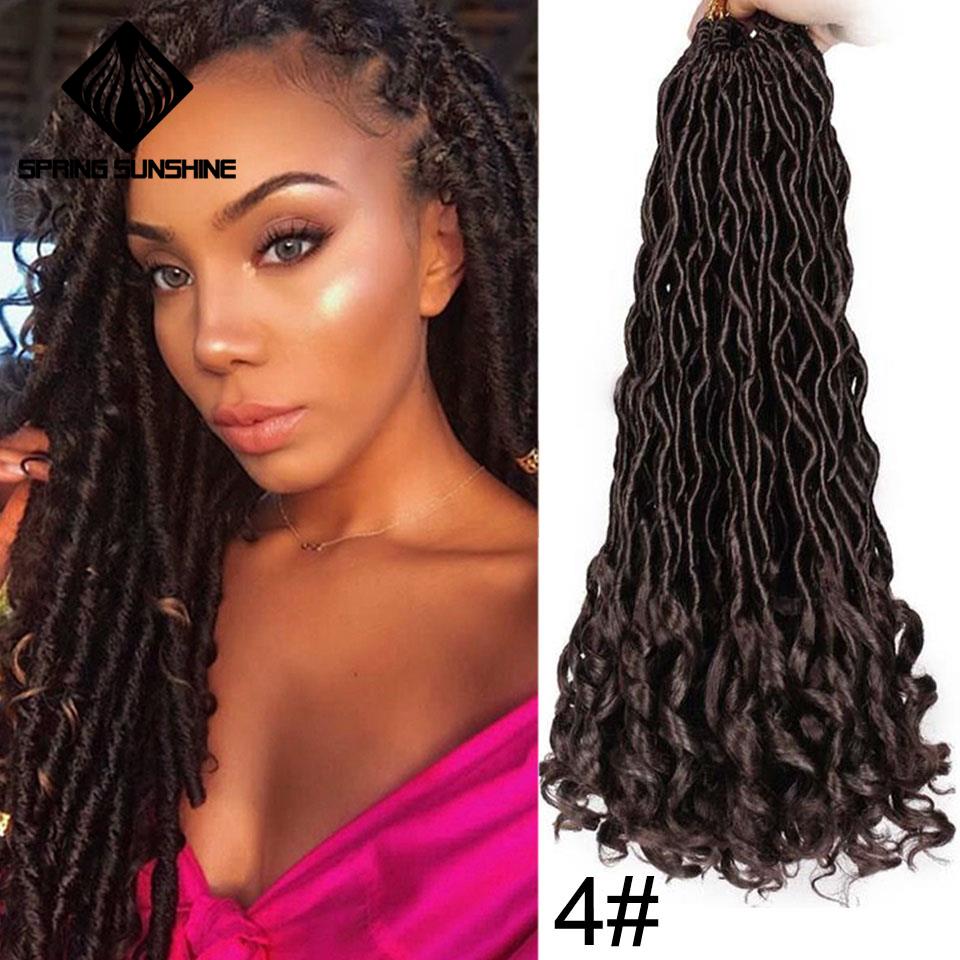 Extensiones de cabello de ganchillo con trenzas de diosas postizas, trenzas de ganchillo sintéticas de 18 pulgadas, pelo trenzado de pelo rizado