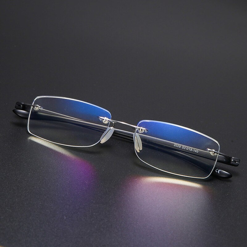 Lunettes de lecture carrées sans bords TR90 pour hommes et femmes, presbytes, Anti-lumière bleue, monture en verre de