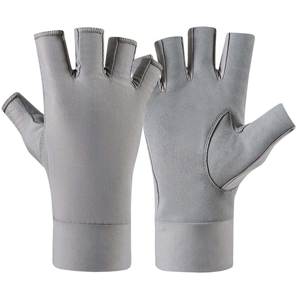 Proteção uv fingerless respirável luvas de pesca para homens mulher barco ciclismo vela caiaque estofamento caminhadas ciclismo luvas: Cinza / XL