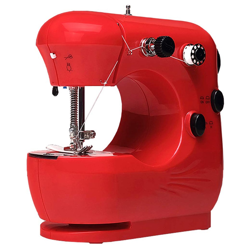 Mini Beginner Naaimachine, 2 Speed Borduurwerk Stiksels Zware Quilten Machine Makkelijk Te Gebruiken, voetpedaal Bediening-Eu Plu: Red