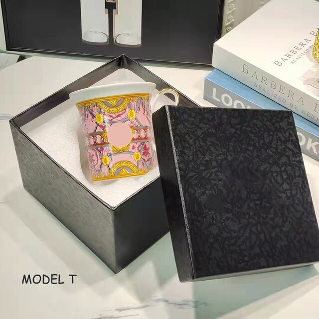 Tea Cup Coffee Cup Saucer Couples Mugs Set Drinkware European Palace Gold Rim Coffee Cup Bone China Hand-painted Head Style: T