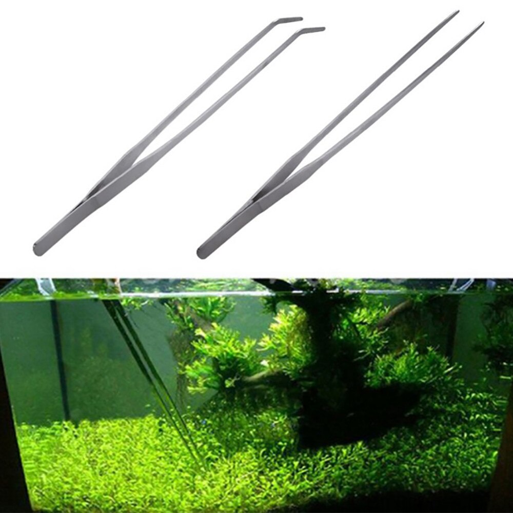 Stainless Steel Curved Aquarium Tweezers Aquarium Plant Shrimp Reef Tank Tweezer Fish Tank Cleaning Tools Aquatic Plants Clip