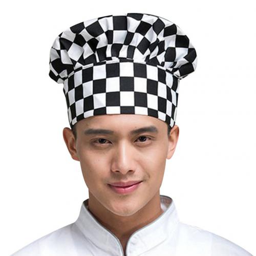 Stretchy Adjustable Men Cap Kitchen Cook Baker Catering Chef Hat Cap Kitchen Cook Baker Catering Chef Hat Cap Kitch: Black White Plaid