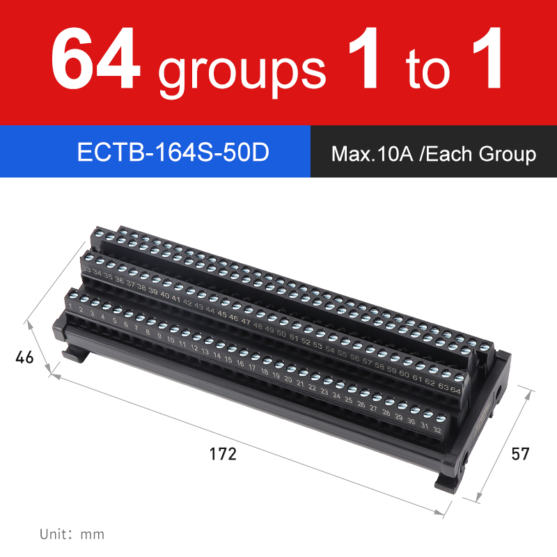 ENMG Screw terminal Save Wiring Split Terminal Block ECTB 10A Power Splitter PLC Terminal Block One to One One One to One 10~64: Brown