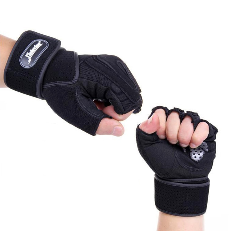 XINLUYING Gym Crossfit luva Fitness Gloves Long Wrist Belt Body Building powerlifting equipment Gloves Barbell Dumbbell pull