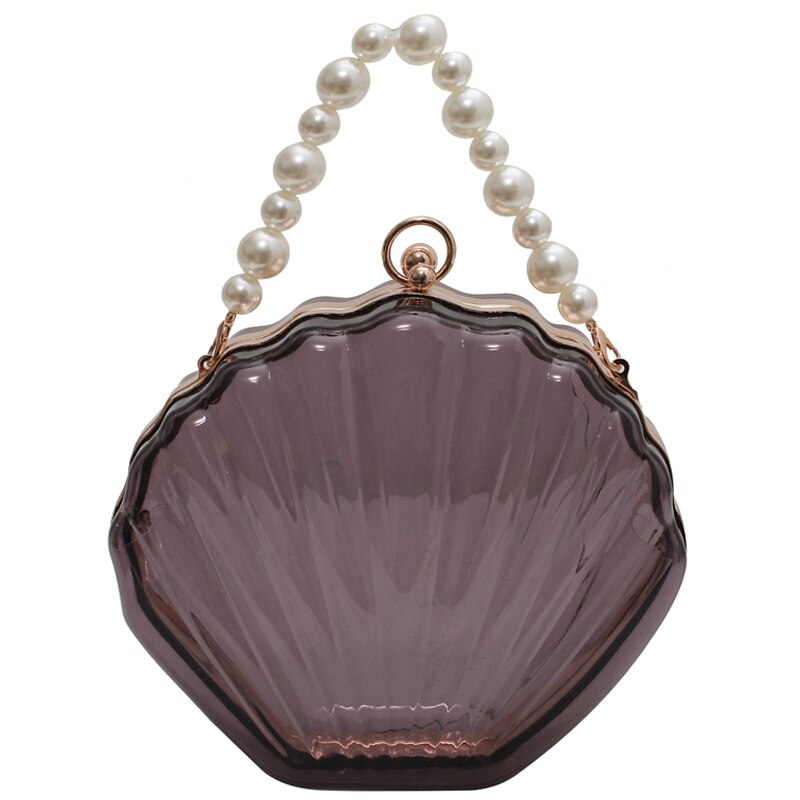 Acrylic Tote Transparent Shell bag PVC Women's Handbag Pearl strap Shoulder Messenger Bag