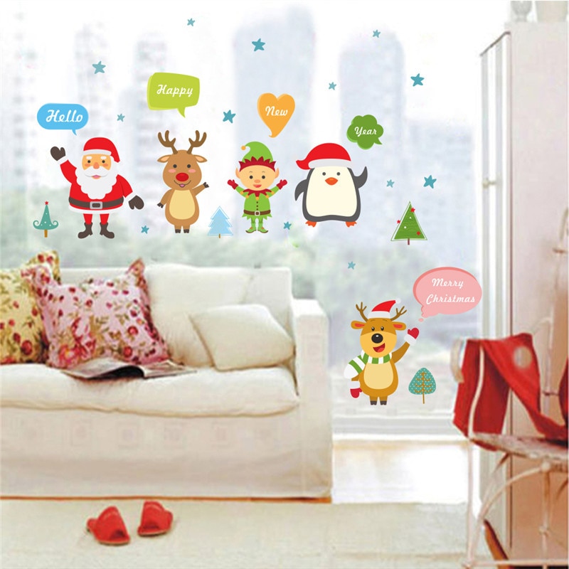 Shop Decor Removable Christmas Reindeer Decal Window Wall Sticker Vinyl Art Xmas