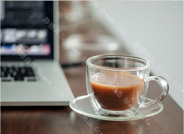 1Set 150Ml Hittebestendige Dubbele Laag Mode Koffie Thee Kop En Schotel Set J 1058