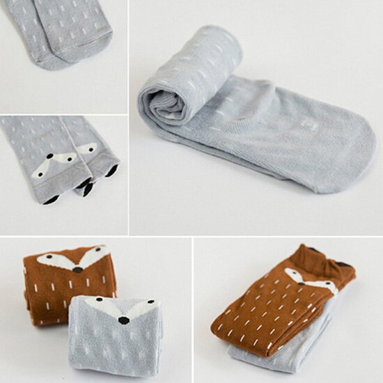 bebé niños niñas estampado de zorro calcetines largos suave algodón protege la rodilla medias altas