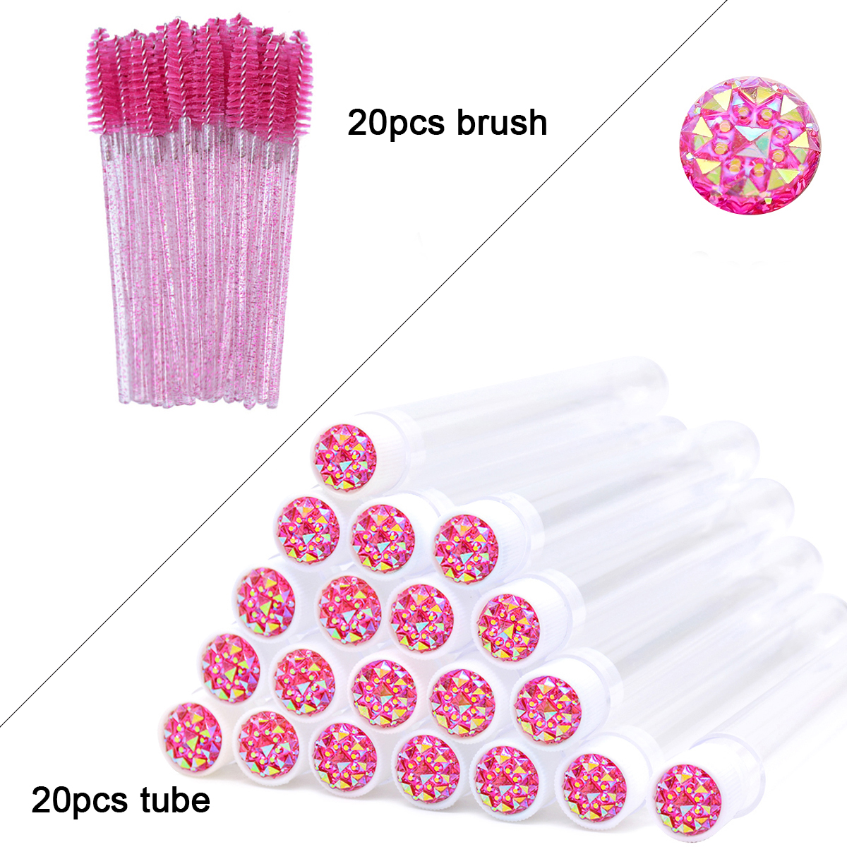 50/25Pcs Silicone Gel Eyelash Brushes Lash Extension Micro Mascara Wands Eyebrow Comb Spoolies Disposable Makeup Tool Applicator: 50pcs full pink