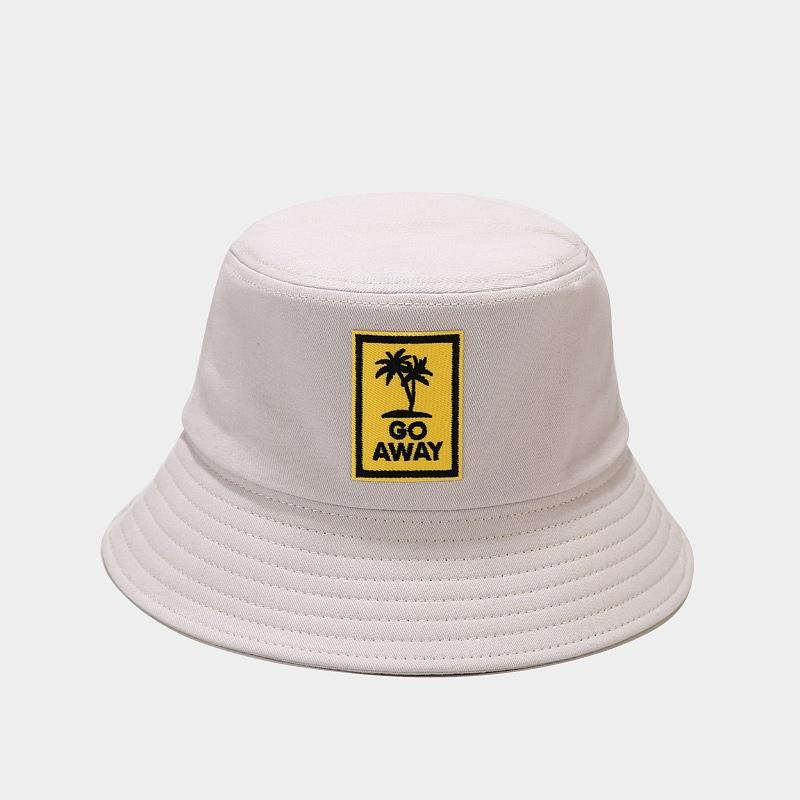 style letter go away embroidery Bucket Hat Fisherman Hat outdoor travel hat Sun Cap Hats for Men and Women 135: Beige