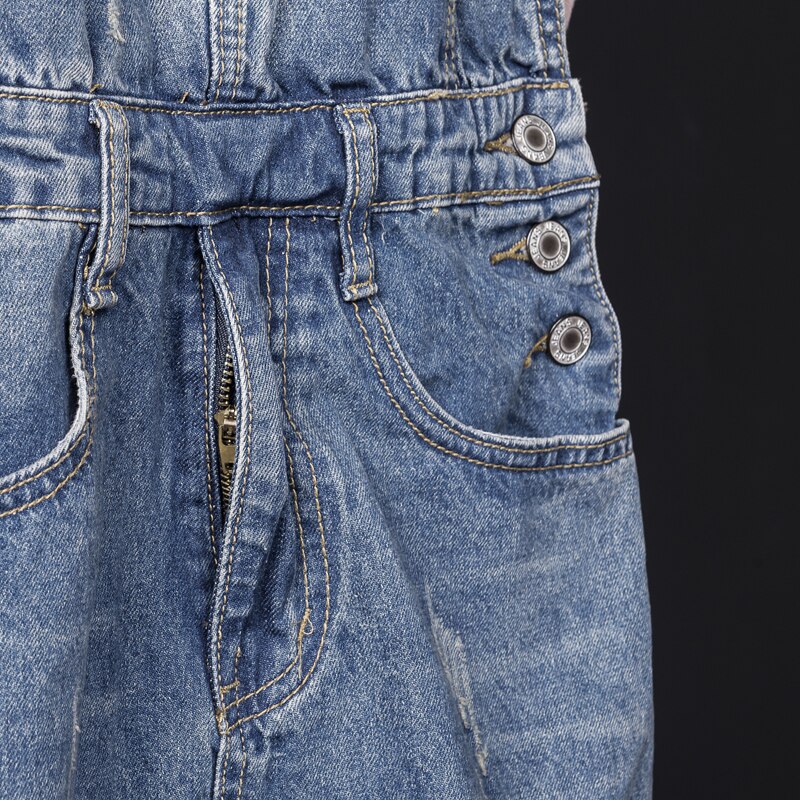 Heren Blauw Denim Bib Overalls Enkel Broek Slanke Casual Mode Pocket Jumpsuits Ripped Jeans Voor Man Plus Size s-3XL 4XL 5XL