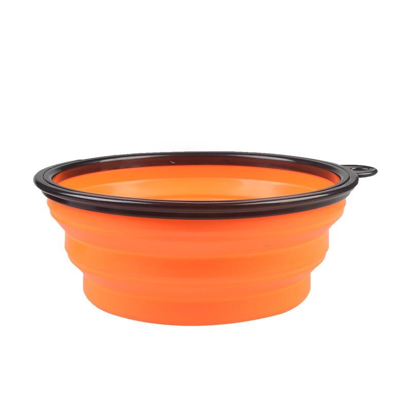 Bærbar hundevandsskål af silikone sammenklappelig hundehvalp, der fodrer madbeholder, kæledyrsvandsdrikkeskål til små mellemstore hunderejser: Orange