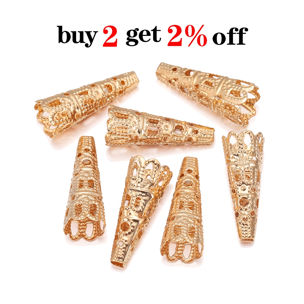 50pcs/lot Rhodium Alloy Bugle Cone Bead Caps Crystal Pendulum pendant End Cap For DIY Jewelry Making Supplies Findings